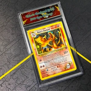 Blaine's Charizard 2/132 Gym Challenge - NO CARD Label + Slab Display Case Only - Picture 1 of 4