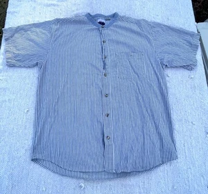 Anchor Bay Blue Striped Button Down Pocket T Shirt Large - Picture 1 of 11