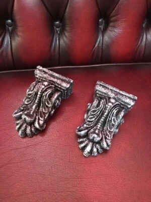 Plaster Corbels X2  Traditional Scroll Leaf Decorative Rococo Style Height 110mm - Image 1 of 4