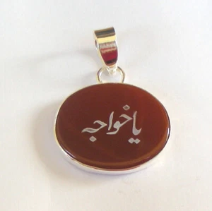 Sterling Silver Antique Pendant In Zade stone FREESHIPPING zp16 - Foto 1 di 1