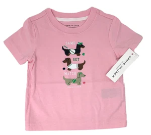 NWT Janie and Jack Boys Girls 18-24 Month Pink Tennis Wiener Dog Dachshund Shirt - Picture 1 of 6