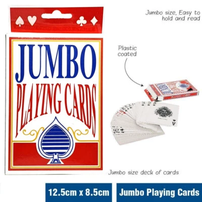 Jumbo Large Size Deck Poker Playing Game Card Party Games Large Print 12.5x8.5cm - Image 1 of 3