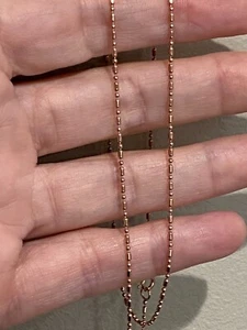 Fancy Rectangle & Round Bead Chain - 1.25 MM's 925 Silver 14k Rose 16 + 2 Inch - Picture 1 of 8