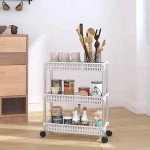 Carrello Portaoggetti a 3 Livelli Argento e Bianco in Alluminio vidaXL - Foto 1 di 6