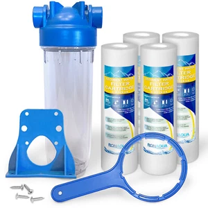10" Clear Standard Whole House Water Filter System with Sediment Filter - Picture 1 of 12