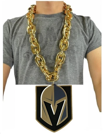 New NHL Las Vegas Golden Knights BIG GOLD Fan Chain Necklace Foam Cover