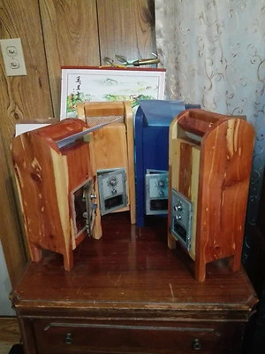 Handmade Wood Mailbox, Vintage P.O. Box Door, custom order. Viaburlap 15x5x6 - Image 1 of 2