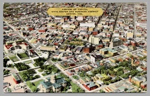 Airview Capitol Civic Center Business District Denver CO c1956 Linen Postcard - Picture 1 of 2