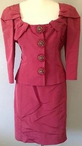 **12**L** CAROLINA HERRERA Lined Skirt Suit Blazer Dress Jacket Blouse Top USA - Picture 1 of 12