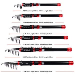 1.8-3.6M ultrashort Telescopic Fishing Rod Carbon Fiber Travel Sea Spinning Pole - Picture 1 of 13