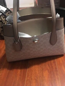 Coach Lora Beige Signature Leather Tote Women's Handbag B2319 - Picture 1 of 7