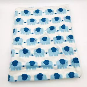 S L Home Fashions Baby Blanket Elephant Blue White Sherpa - Picture 1 of 5