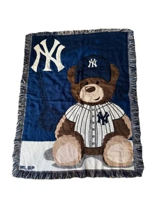 MLB New York Yankees Teddy Bear Throw Knit Blanket Northwest Company 36x47” - Picture 1 of 6