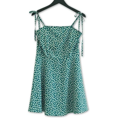 Spaghetti Strap Mini Dress Womens Medium 90s Vibe Floral Grunge Fairy Coquette - Image 1 of 4