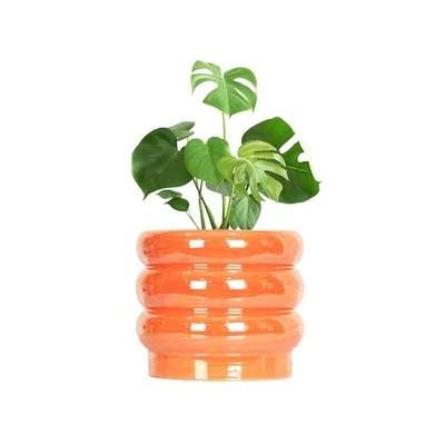 Maceta de interior de 10", esmalte de perlas arco iris, drenaje, elegante decoración del hogar Foto 1 de 4