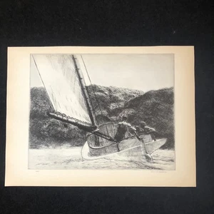 Edward Hopper "The Cat Boat" 1930s Art Print Treasury Collection Sketch Vintage - Picture 1 of 11