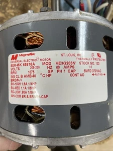 Universal Electric Model HE3G203N 1/4hp Permanent Split Capacitor Motor - Picture 1 of 7