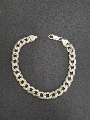Brazalete de eslabones cubanos de plata de ley Milor Italia 8" de largo 13 mm 0,7 oz marcado 925 Foto 1 de 4