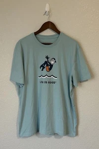 Camisa Life Is Good Adulto Talla XL Azul Manga Corta Gráfica Camiseta Informal Para Hombre - Imagen 1 de 8