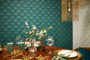 Livingwalls New Walls, Art Deco Tapete, blau, gold - Bild 1 von 8