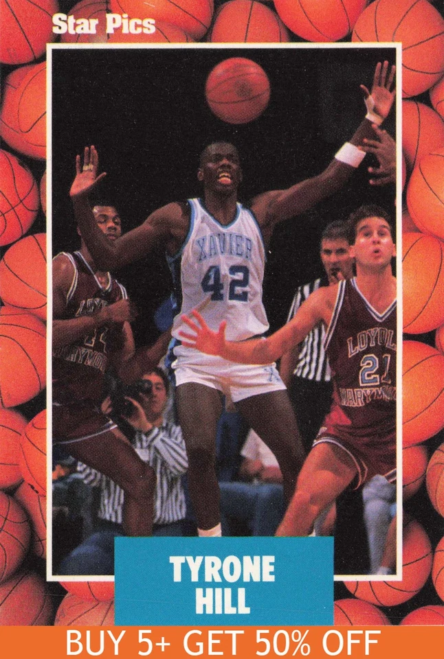 1990 Star Pics #38 Tyrone Hill Xavier Musketeers Basketball - Image 1 of 2