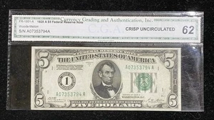 1928 A $5 Boston Federal Reserve Note Fr#1951-A - Picture 1 of 2