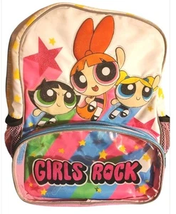 Vintage Powerpuff Girls Backpack Blossom Bubbles Buttercup Girls Rock 13"X16" - Picture 1 of 7