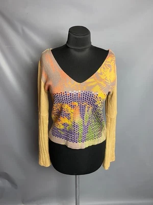 Vtg 00s Roberto Cavalli Women's Rhinestone V-Neck Sweater Size S  Made in Italy - Image 1 of 4