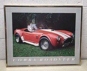 Vintage Cobra Roadster Sports Car Framed Picture - 20x16" - Picture 1 of 5
