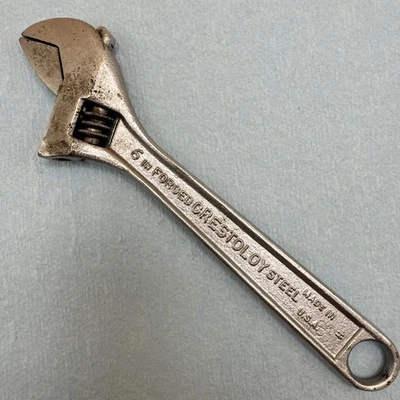 Llave Ajustable Vintage Media Luna 6" Acero Crestoloy Jamestown NY Hecha en EE. UU. Foto 1 de 4