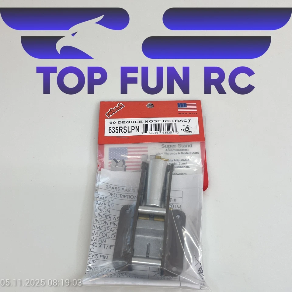 ROBART 635RSLPN 90° NOSE RETRACT FOR LARGE SCALE RC AIRPLANES UP TO 32 LBS - Image 1 of 1