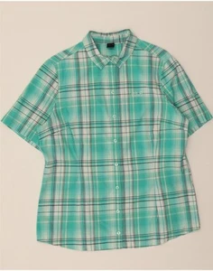 JACK WOLFSKIN Womens Short Sleeve Shirt UK 14/16 Large Turquoise Plaid JN33 - Picture 1 of 4