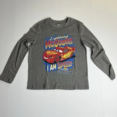 Camisa Gris Manga Larga Disney Jumping Beans Niños Talla 10 Lightning McQueen Foto 1 de 4