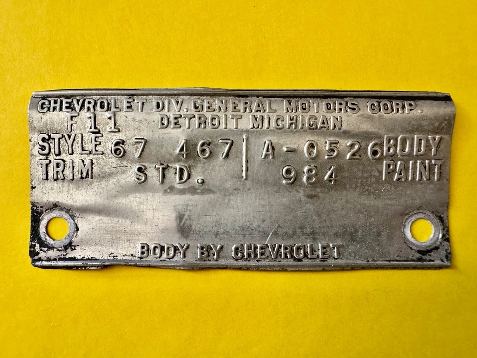 Etiqueta de acabamento 1967corvette original - Imagem 1 de 1