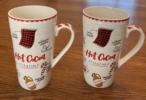 PIER 1 Christmas Hot Cocoa Tall 16 oz. Mugs - Set Of 2 - Excellent! - Picture 1 of 5