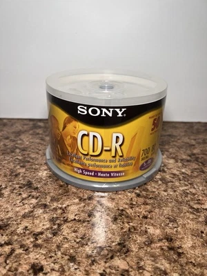 Sony CD-R High Speed Recordable Disc 700 MB 1X-48X 80 Min 50 Pack New Sealed - Image 1 of 4