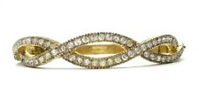 Vintage Joseph Mazer JOMAZ Gold Tone Crystal Hinged Bangle Bracelet