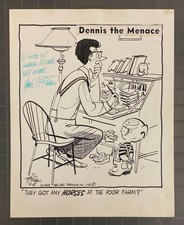 DENNIS THE MENACE CARTOON SIGNED BY HANK KETCHUM 7x9 " To George Eisner "