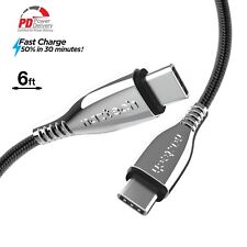 Naztech Titanium 6ft USB-C to USB-C Braided Cable - Black