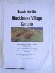 Hebrides Blackhouse Garenin Cross Stitch  Kit on  14 count  Sky Blue Aida - Picture 1 of 3