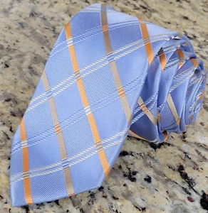 Michael Kors Men's Light Blue Plaid 100% Silk Necktie Tie - Picture 1 of 11