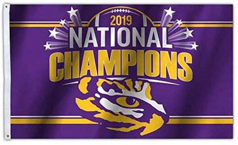 LSU Tigers 2019 National Champions Banner Flag 3x5 Feet Free Ship Fremont Die Cover