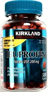 Kirkland Signature Ibuprofen USP, 200mg NSAID 500-2000 Tablets Pain/Fever Relief - Picture 1 of 6