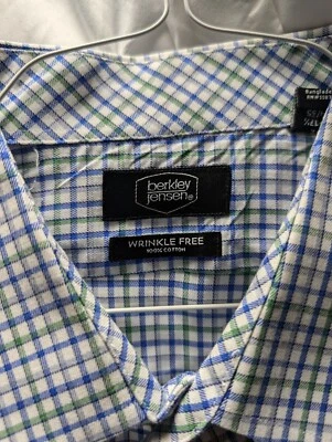 Camisa de vestir Berkley Jensen talla 17,5.  Verde blanco y azul Foto 1 de 4