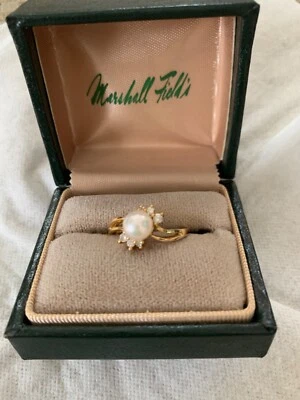 14k Gold Pearl and Diamond  Ring Size 6 / 6.5 - Image 1 of 4
