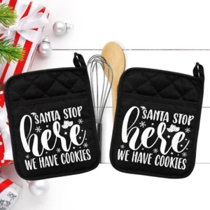 Santa Stop Here We Have Cookies - Portavasos - Horno Mitt - Hot Pad - neo025blk - Imagen 1 de 1