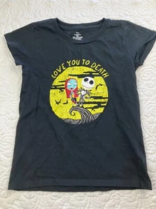 Nightmare Before Christmas size 7/8 Unisex Kids Black T-Shirt Love You to Death - Picture 1 of 7