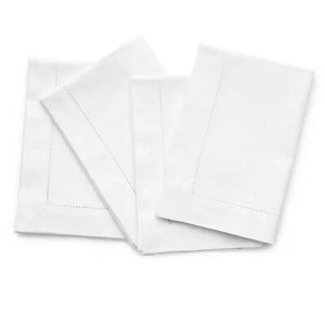 Solino Home Cotton Linen Hemstitch Dinner Napkins 20" for Summer Dining Set of 4 - Picture 1 of 99