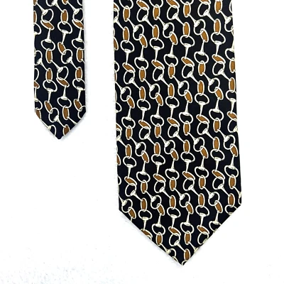 Corbata Brooks Brothers diseño negro para hombre 3,5”x 58” toda seda hecha a mano en EE. UU. Foto 1 de 4