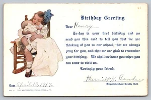 Postcard Birthday Greetings Cradle Roll First Presbyterian of Carlisle PA 1917 - Picture 1 of 2